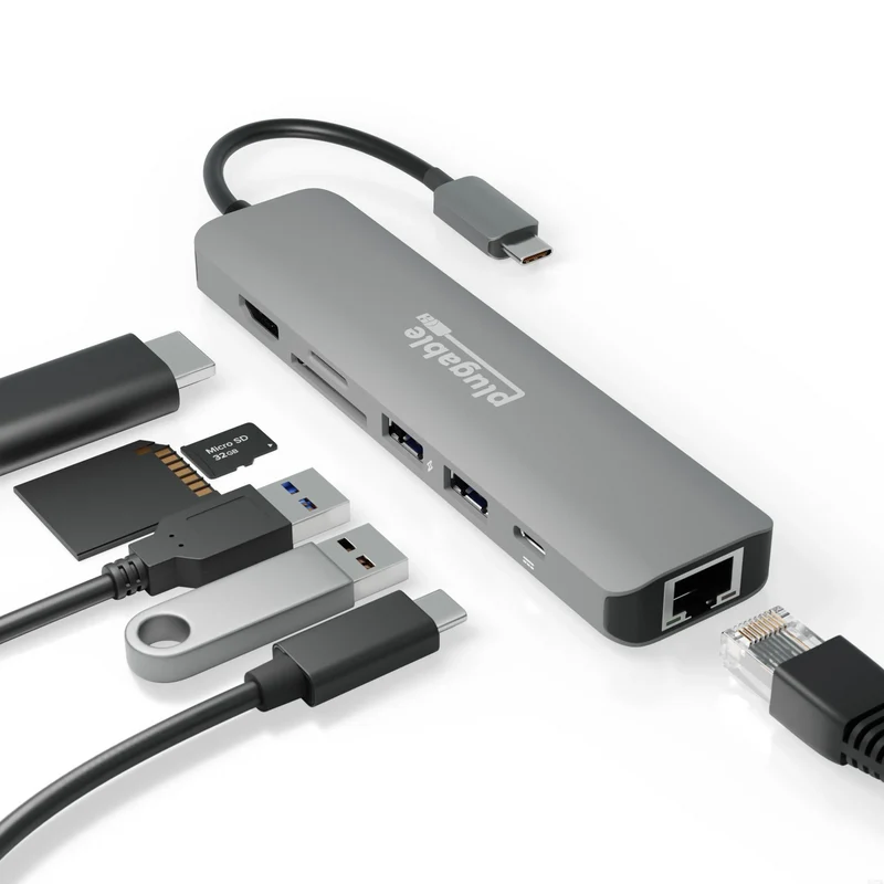 Plugable USB-C 7-in-1 Hub with Ethernet
