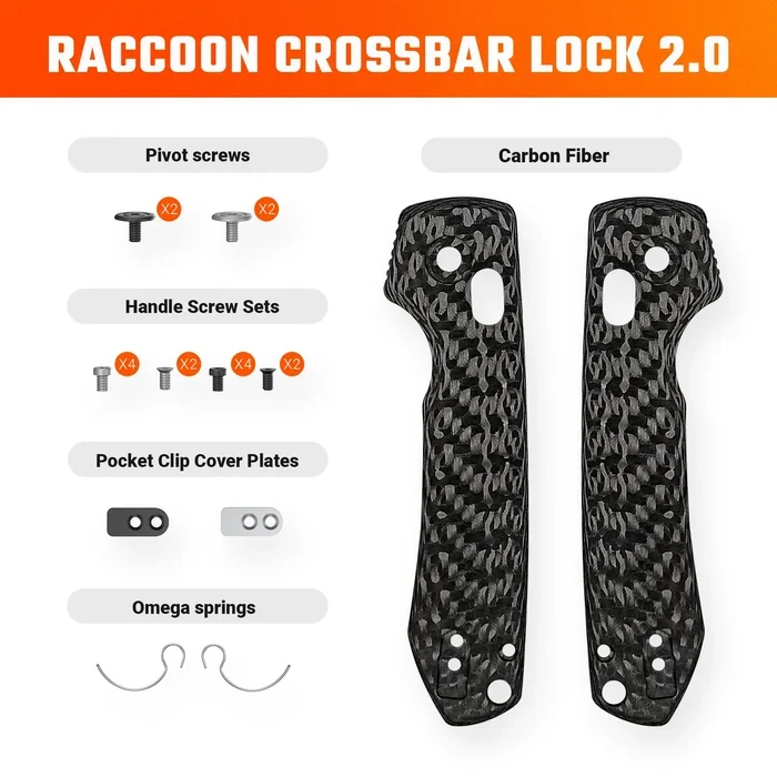 Raccoon Crossbar 2.0 ModSwap™ Handle Scales Kit | Black Carbon Fibre
