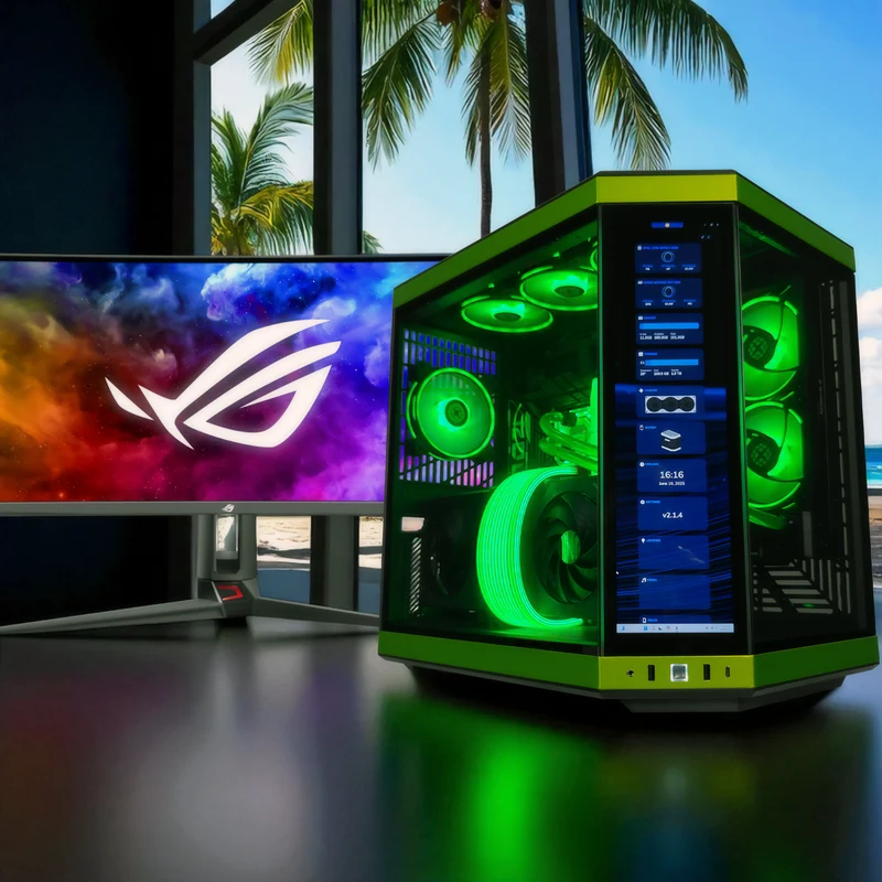 XOTIC PC Y70 Mean Green Gaming PC, NVIDIA GeForce RTX 5090, Core Ultra 9 285K, 64GB DDR5, 4TB SSD