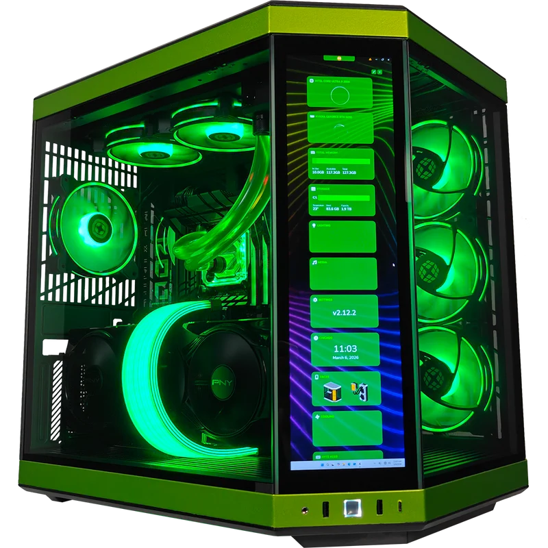 XOTIC PC Y70 Mean Green Gaming PC, NVIDIA GeForce RTX 5090, Core Ultra 9 285K, 64GB DDR5, 4TB SSD