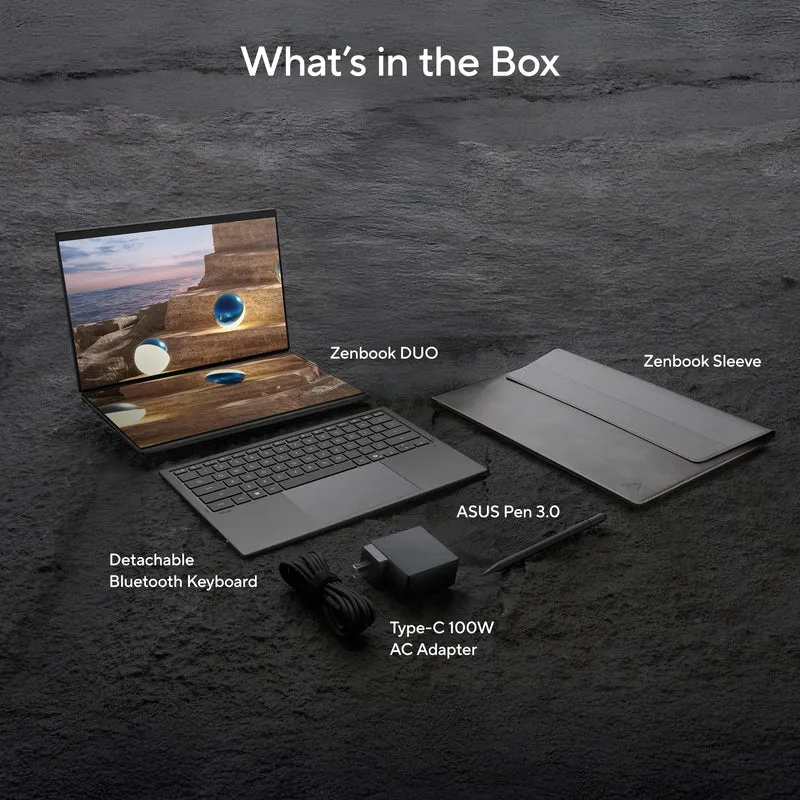 ASUS Zenbook DUO UX8407AA-DS99T, Dual 14” OLED 3K 144Hz Touch Display, Intel Core Ultra 9 386H, Intel Graphics, 32GB RAM, 1TB SSD