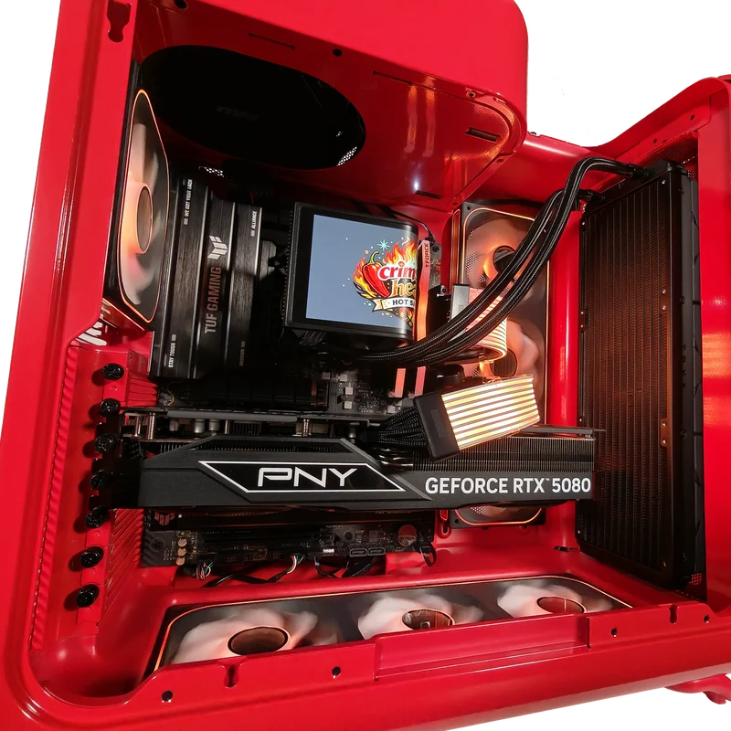 XOTIC PC X50 Crimson Heat Gaming PC, Intel Core Ultra 7 270K Plus, NVIDIA GeForce RTX 5080, 32GB DDR5, 2TB SSD
