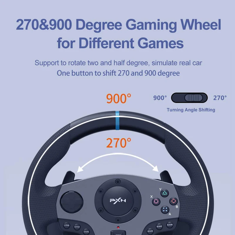 PXN V9 Universal USB Sim Racing Wheel with 3 Pedals and Shifter
