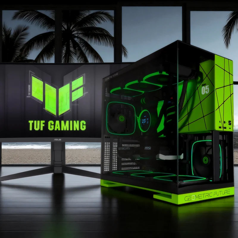 XOTIC PC Geometric Future M5 Black Label Gaming PC, AMD Ryzen 7 9800X3D, NVIDIA GeForce RTX 5080, 64GB RAM, 2TB SSD