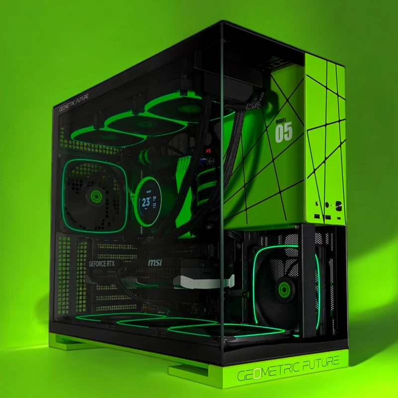 XOTIC PC Geometric Future M5 Black Label Gaming PC, AMD Ryzen 7 9800X3D, NVIDIA GeForce RTX 5080, 64GB RAM, 2TB SSD