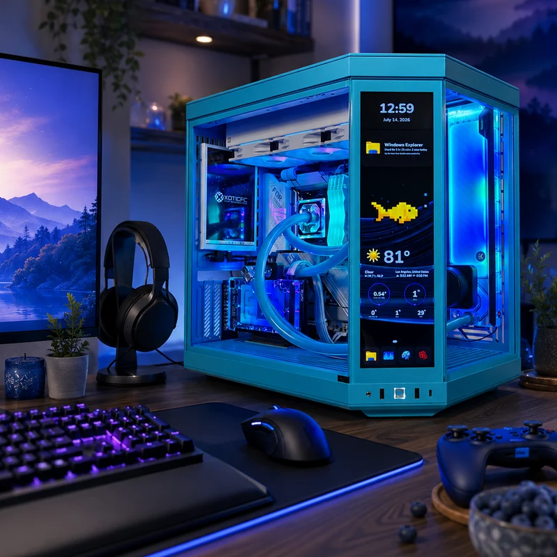 XOTIC PC Y70 Blueberry Ultimate X Black Label Gaming PC, AMD Ryzen 7 9800X3D, NVIDIA GeForce RTX 5080, 64GB RAM, 2TB SSD