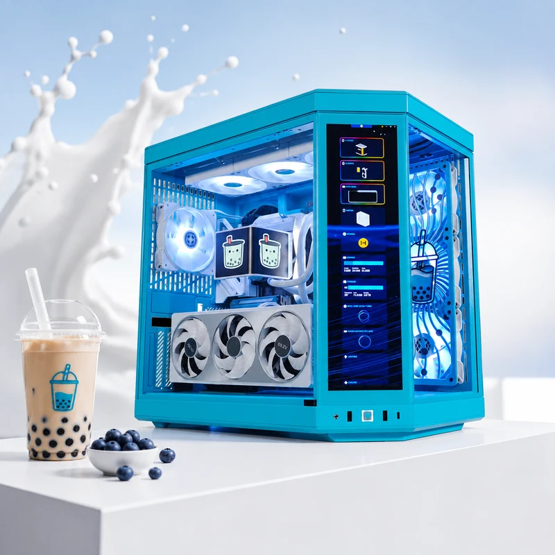 XOTIC PC Y70 Boba Blueberry Milk Extreme Gaming PC, Intel Core Ultra 7 265K 3.9GHz, NVIDIA GeForce RTX 5070, 32GB DDR5, 2TB SSD