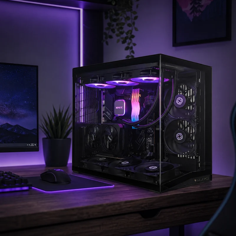 XOTIC PC O11D Mini Stealth Advanced Gaming PC, Intel Core i5-14400F, NVIDIA GeForce RTX 5060, 32GB DDR4, 2TB SSD