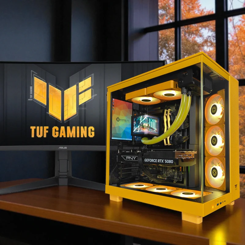 XOTIC PC 380 Bumblebee Optimized Gaming PC, AMD Ryzen 7 9800X3D, NVIDIA GeForce RTX 5080, 32GB RAM, 2TB SSD