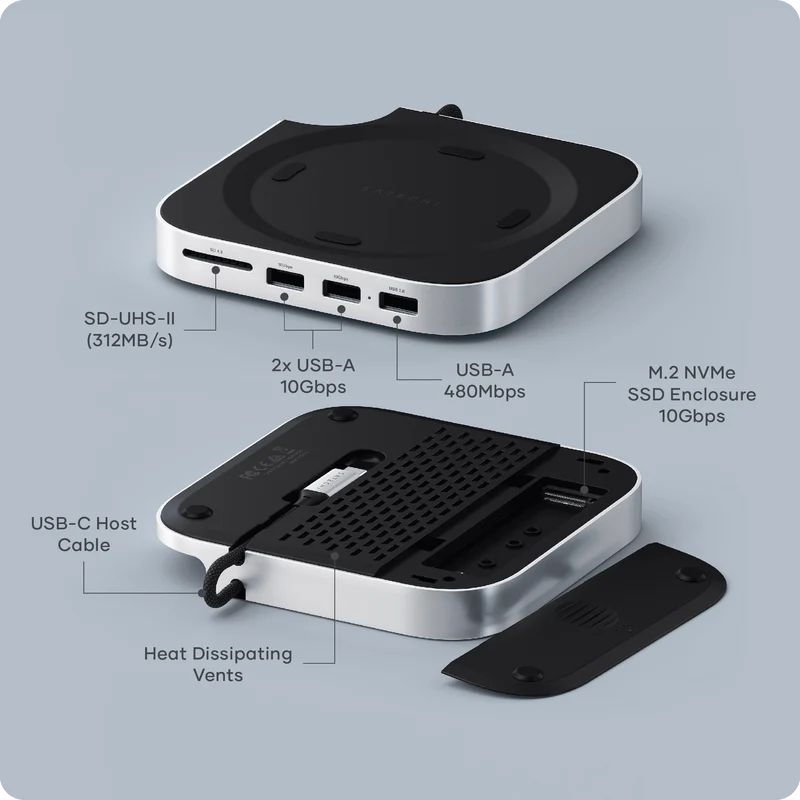 Mac Mini M6/M5 Pro/M4 Stand & Hub with SSD Enclosure