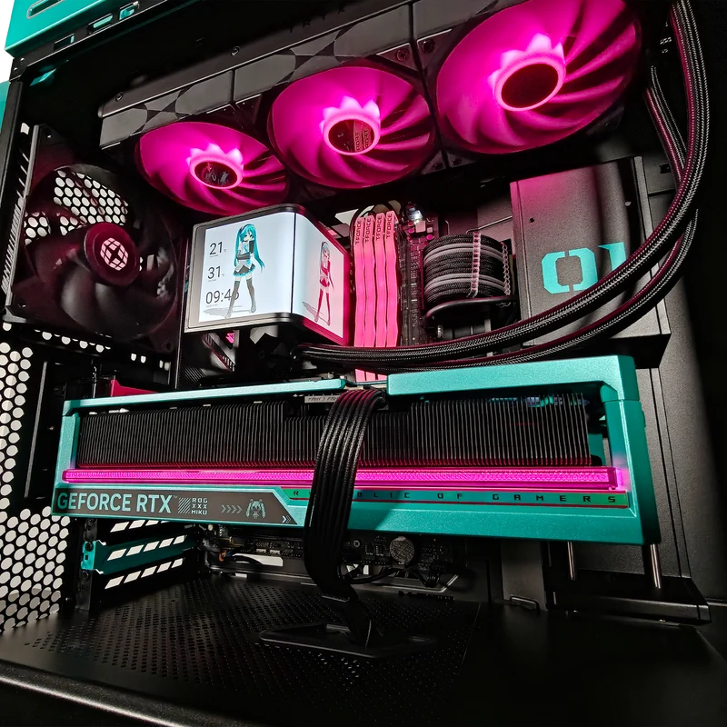 XOTIC PC ROG Strix Helios II Hatsune Miku Gaming PC, AMD Ryzen 7 9800X3D, NVIDIA GeForce RTX 5080, 64GB DDR5, 4TB SSD