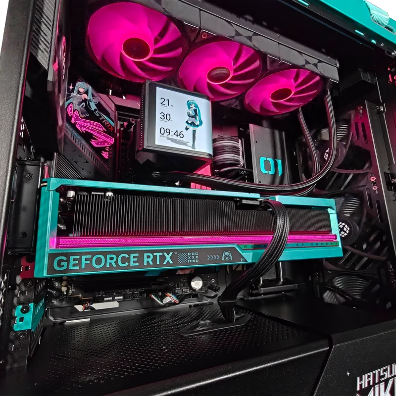 XOTIC PC ROG Strix Helios II Hatsune Miku Gaming PC, AMD Ryzen 7 9800X3D, NVIDIA GeForce RTX 5080, 64GB DDR5, 4TB SSD