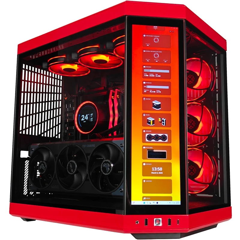 XOTIC PC Y70 Red Eye X3D Gaming PC, NVIDIA GeForce RTX 5080, Ryzen 7 9800X3D, 32GB DDR5, 2TB SSD