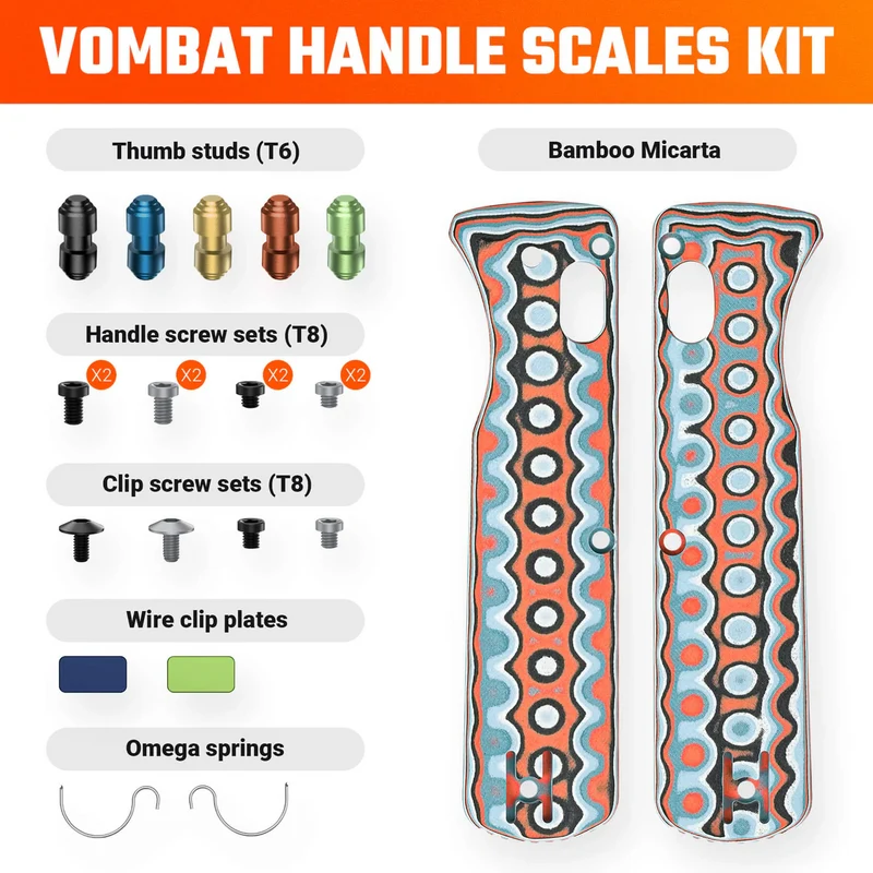 Vombat Handle Scales - Bamboo Micarta Coral Orbit