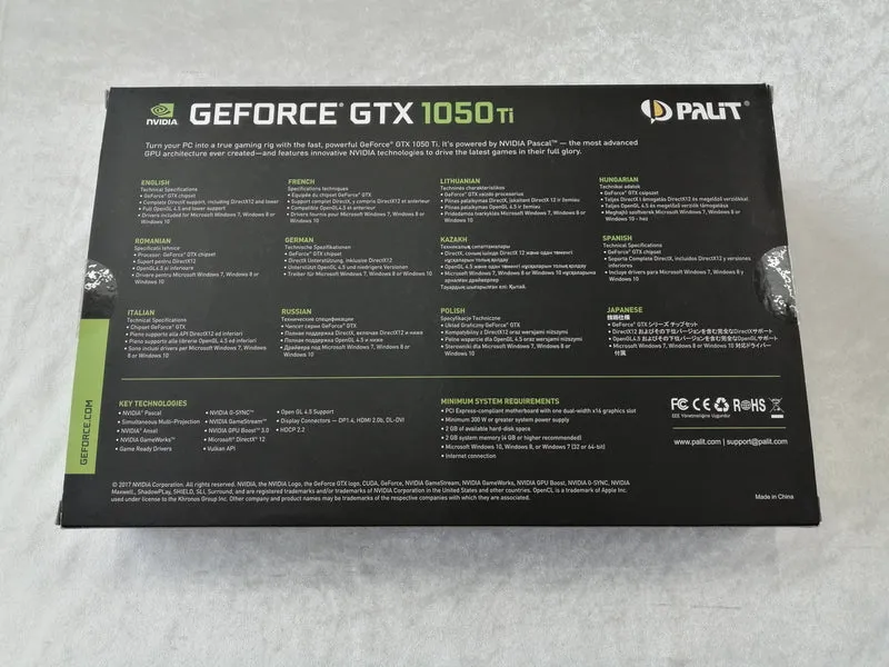 PALIT Graphics Board GTX1050TI KALMX 4096M