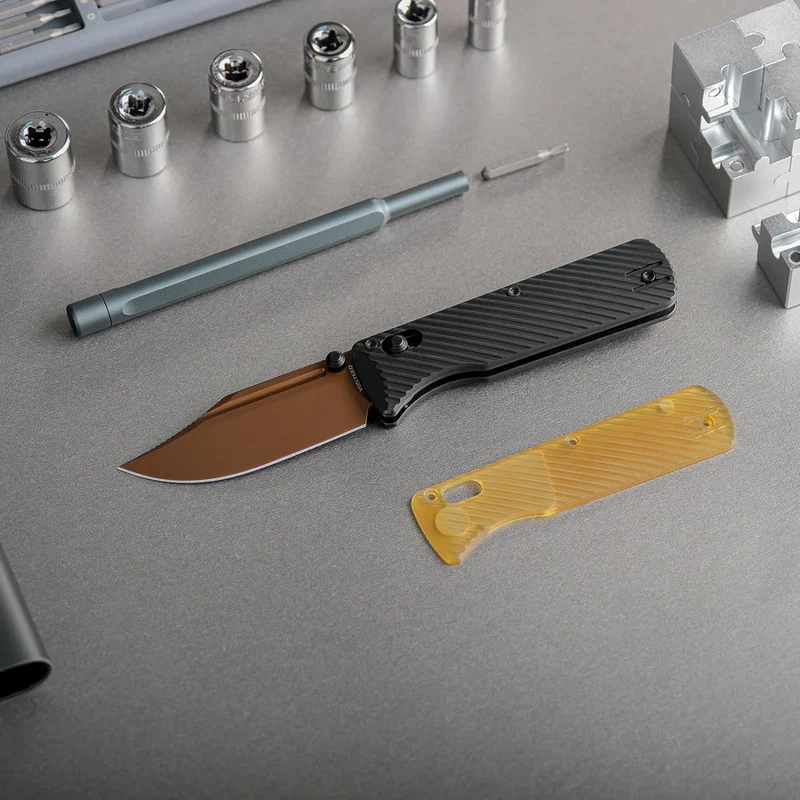 Vombat Handle Scales - Orange Aluminium