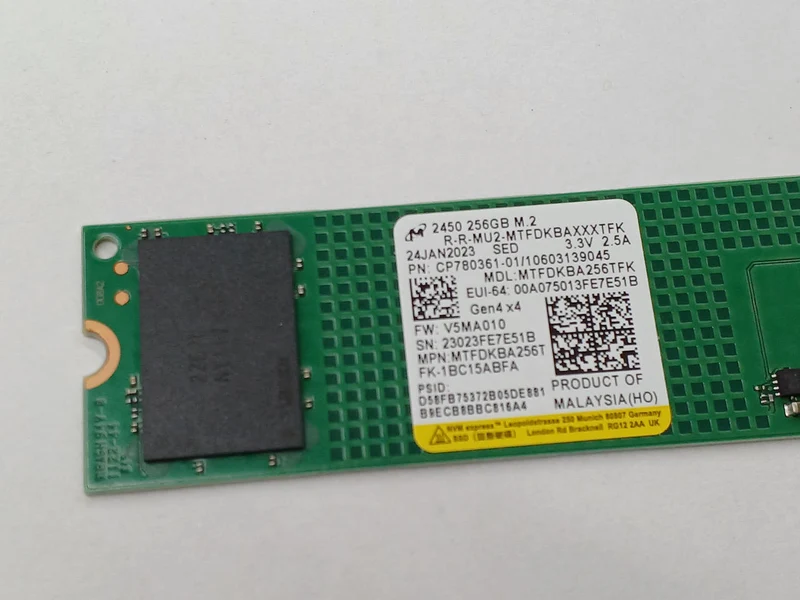 MICRON M.2 NVME SSD 256GB MTFDKBA256TFK