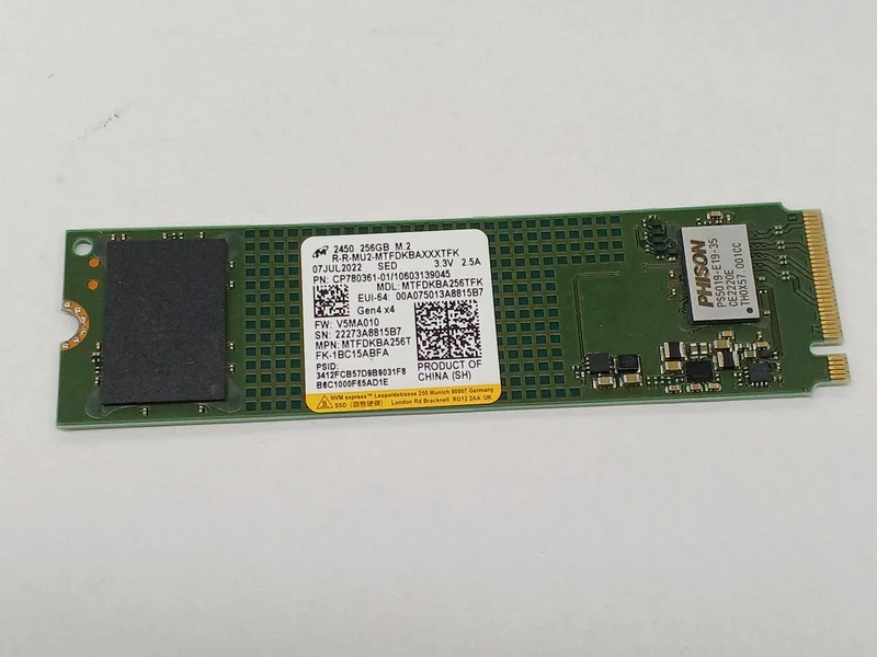 MICRON M.2 NVME SSD 256GB MTFDKBA256TFK