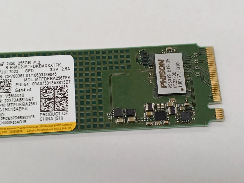MICRON M.2 NVME SSD 256GB MTFDKBA256TFK