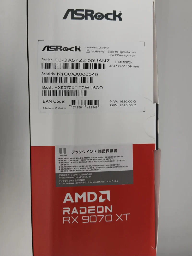 ASROCK Graphics Board RX9070XT TCW 16GO