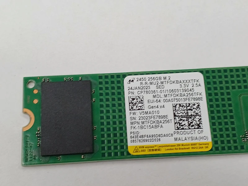 MICRON M.2 NVME SSD 256GB MTFDKBA256TFK