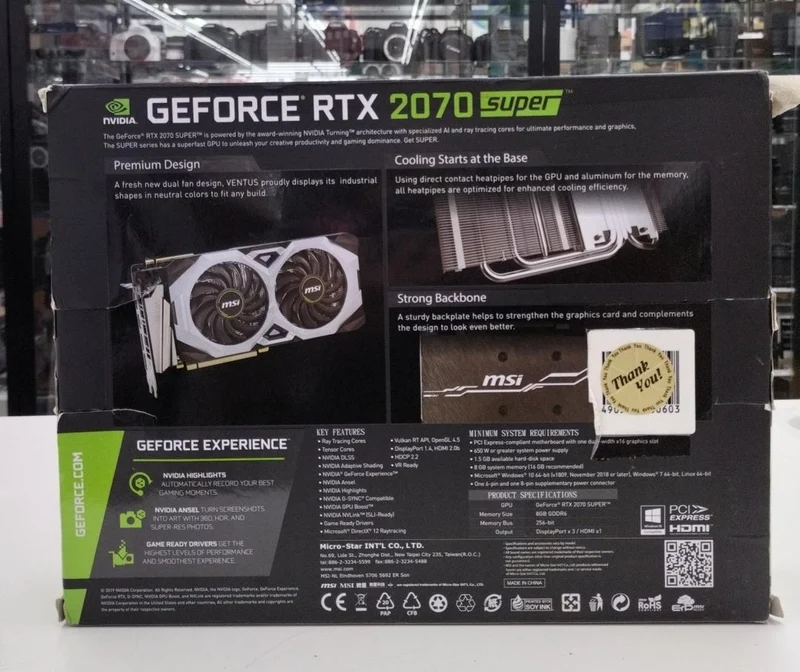 MSI Graphics Board RTX2070 SUPER VENTUS OC