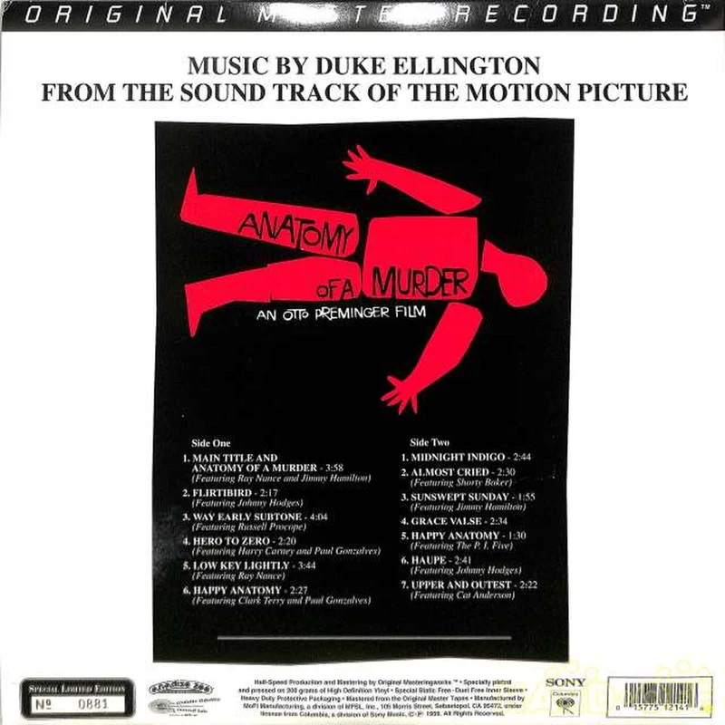 Sony Duke Ellington « A Certain Murder » MFSL1-214 (Exporté aux États-Unis)