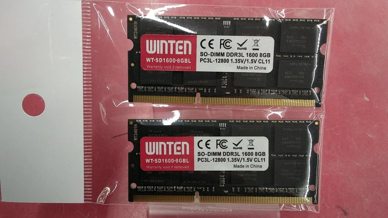 Mémoire WINTEN DDR3-1600 WT-SD1600-8GBL × 2 pour ordinateurs portables