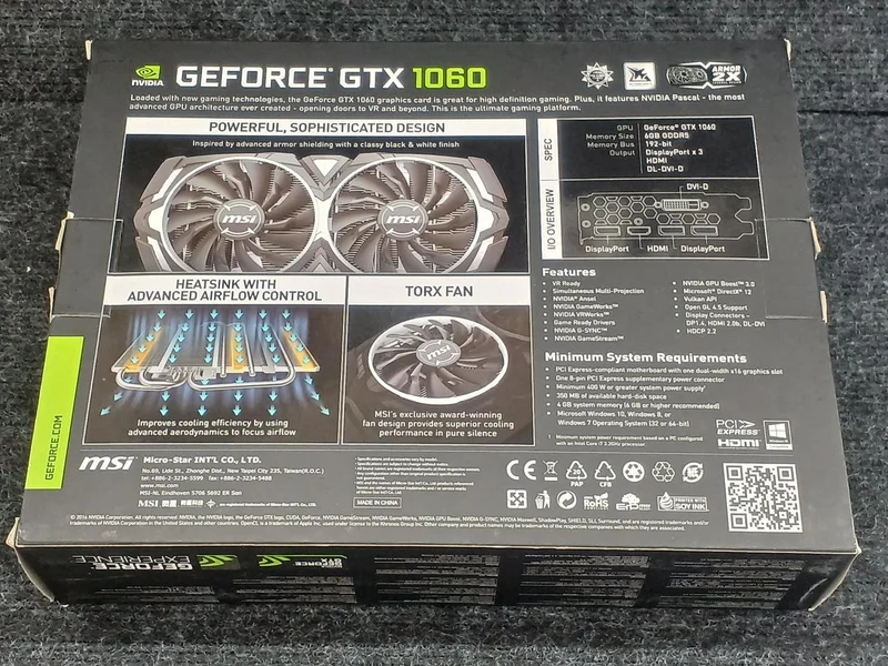 MSI Graphics Card: GTX 1060 ARMOR 6G OC