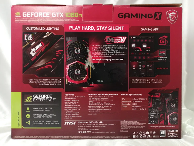 Carte graphique MSI : GEFORCE GTX1080 TI GAMING