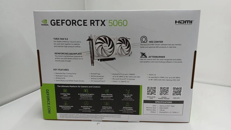 MSI Graphics Board: GeForce RTX5060 8G VENTUS 2X O