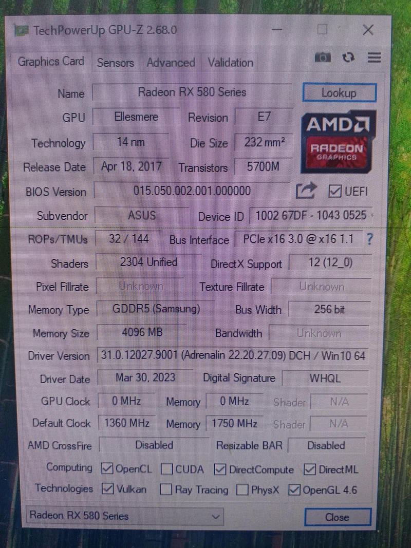 ASUS Graphics Card DUAL-RX580-O4G