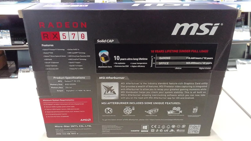 Carte graphique MSI : RADEON RX 570 8GT OCV1