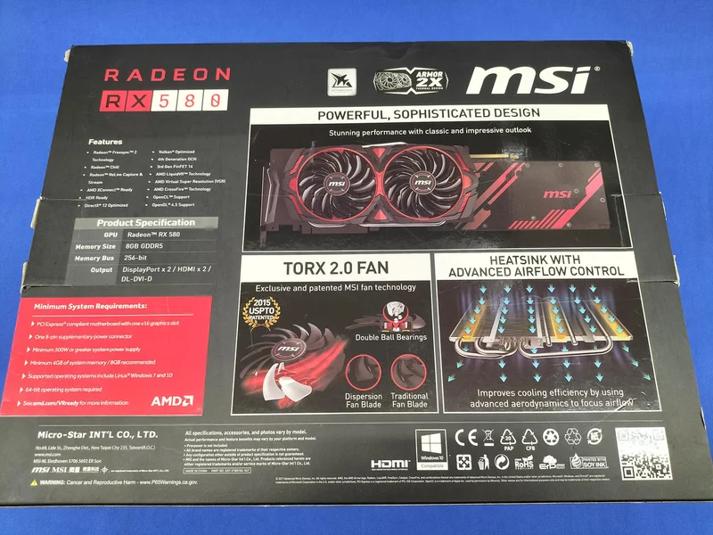 Carte graphique MSI RX580 ARMOR MK2 8G OC