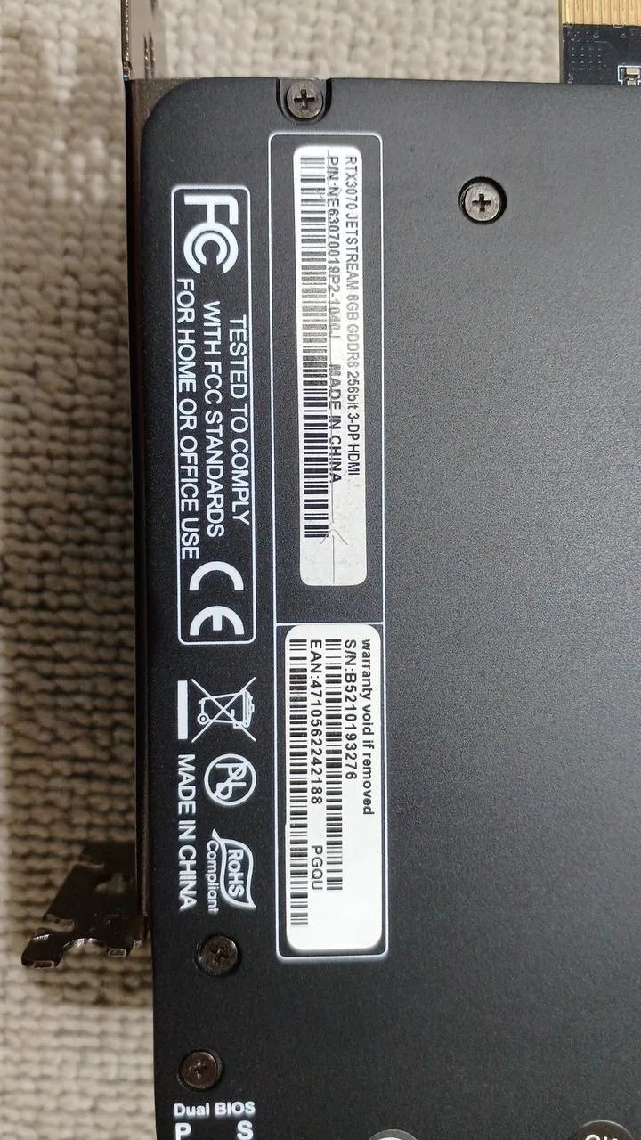 Carte graphique PALIT RTX3070JETSTREAM 8 Go GDDR6
