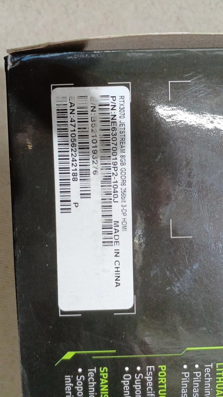 Carte graphique PALIT RTX3070JETSTREAM 8 Go GDDR6