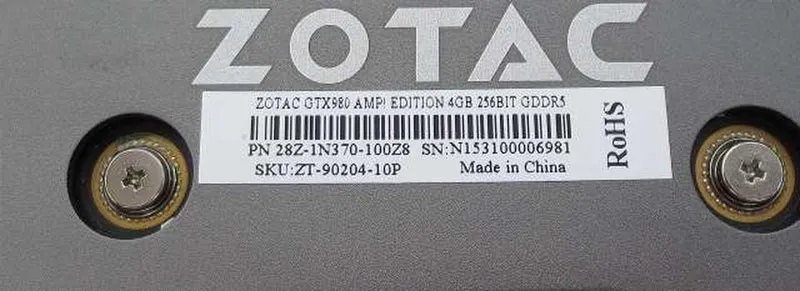 ZOTAC Graphics card: GTX 980 AMP! EDITION 4GB GDDR5