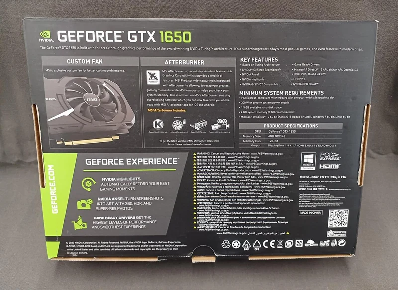 NVIDIA Graphics Board GTX1650 D6 AERO ITX J OC