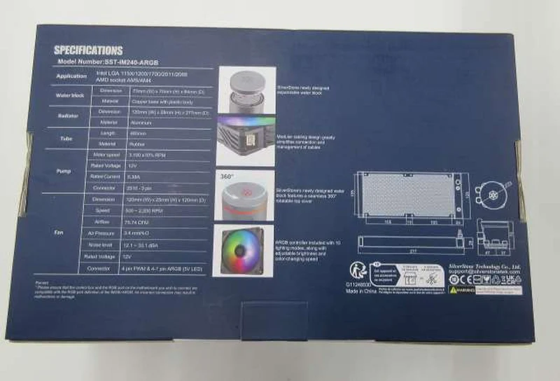 Refroidisseur de processeur SILVERSTONE CEMYST 240 ouvert et inutilisé
