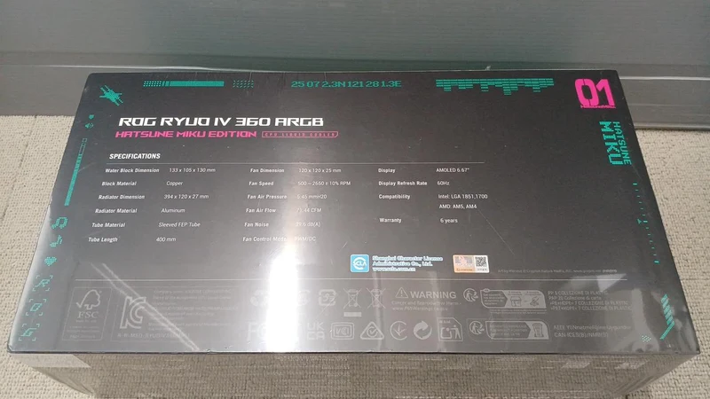 Refroidisseur de processeur liquide ASUS ROG RYUO IV. 360ARGB HATSUNE MIKU