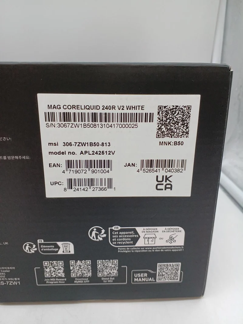 Refroidisseur de processeur MSI MAG CORELIQUID 240R V2 BLANC