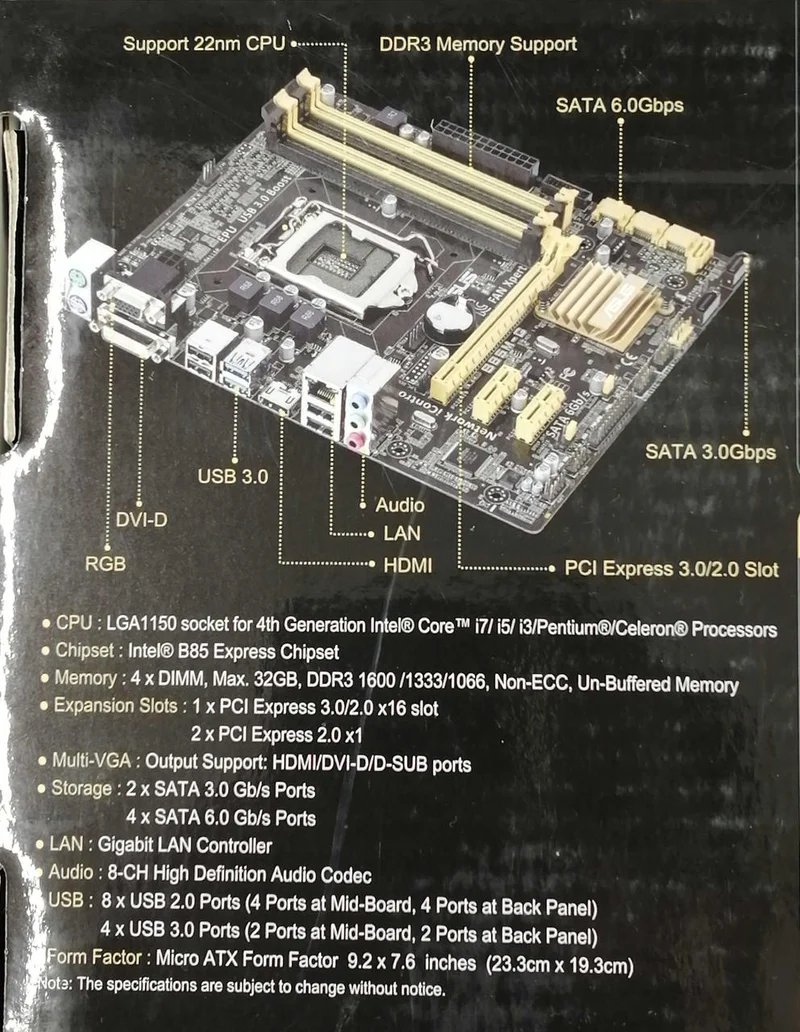 [À DÉCHETER] Carte mère ASUS B85M-G