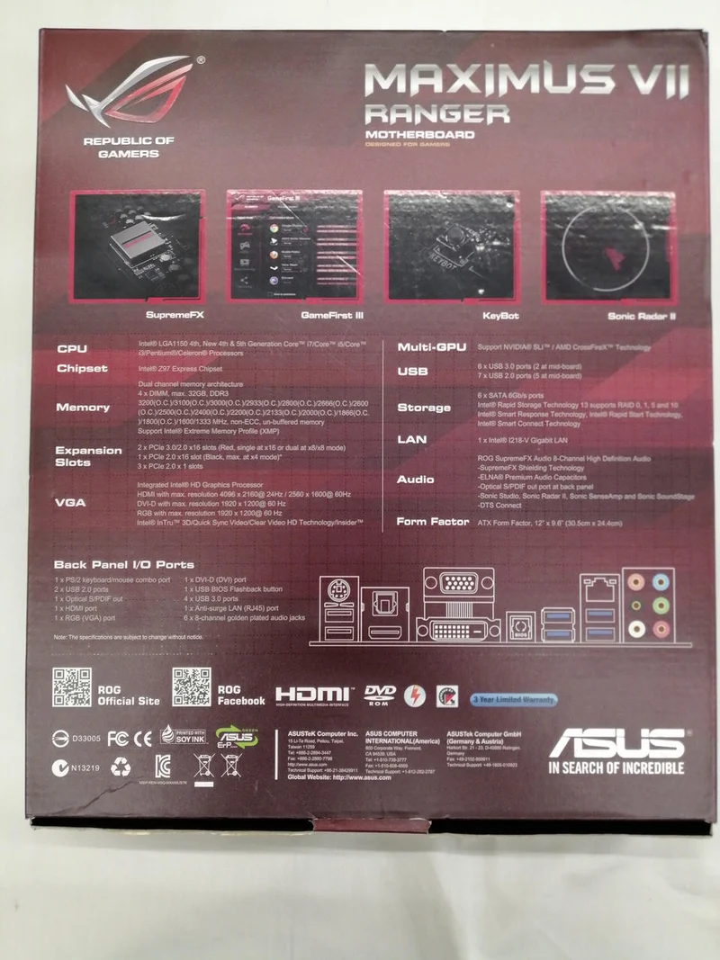 [À DÉCHETER] Carte mère ASUS MAXIMUS VIII RANGER