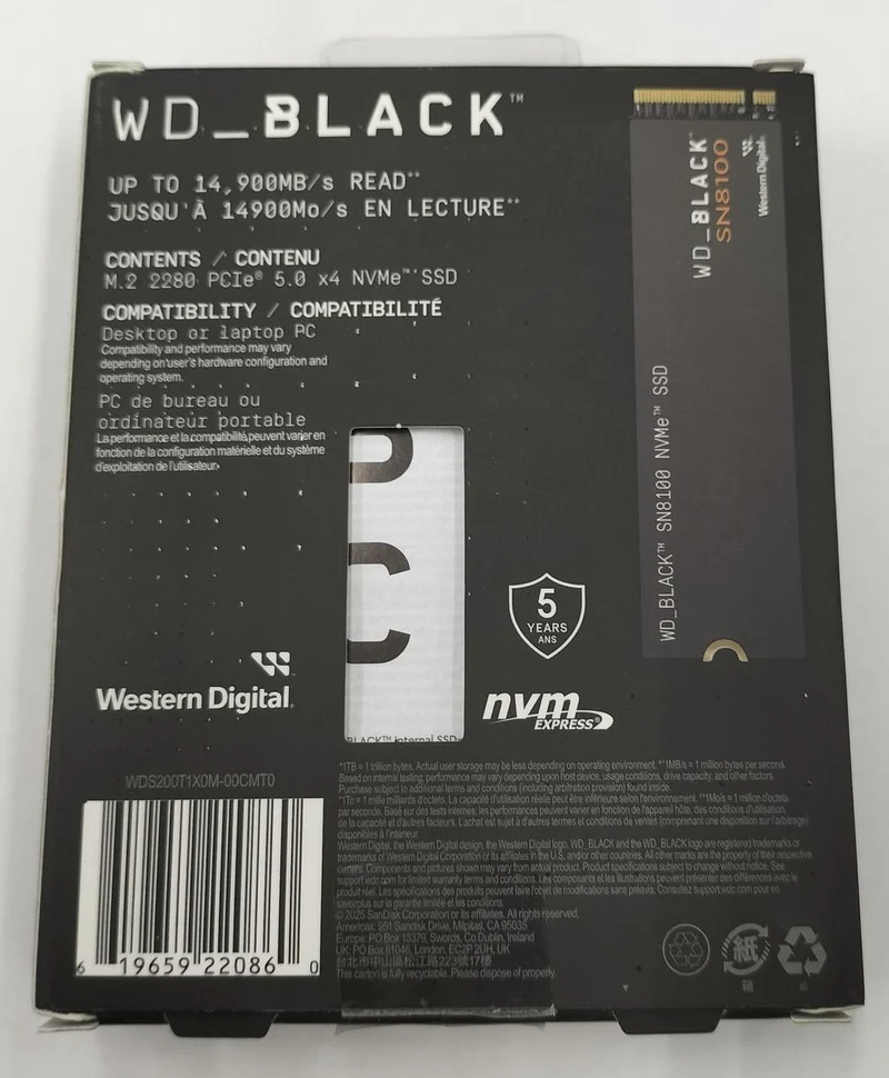 SSD M.2 WESTERN DIGITAL SN8100 2 To