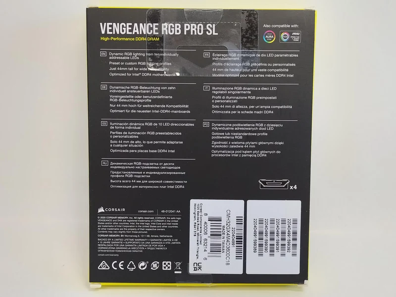 CORSAIR VENGEANCE RGB PRO SL 32GB CMH32GX4M4D3600C18