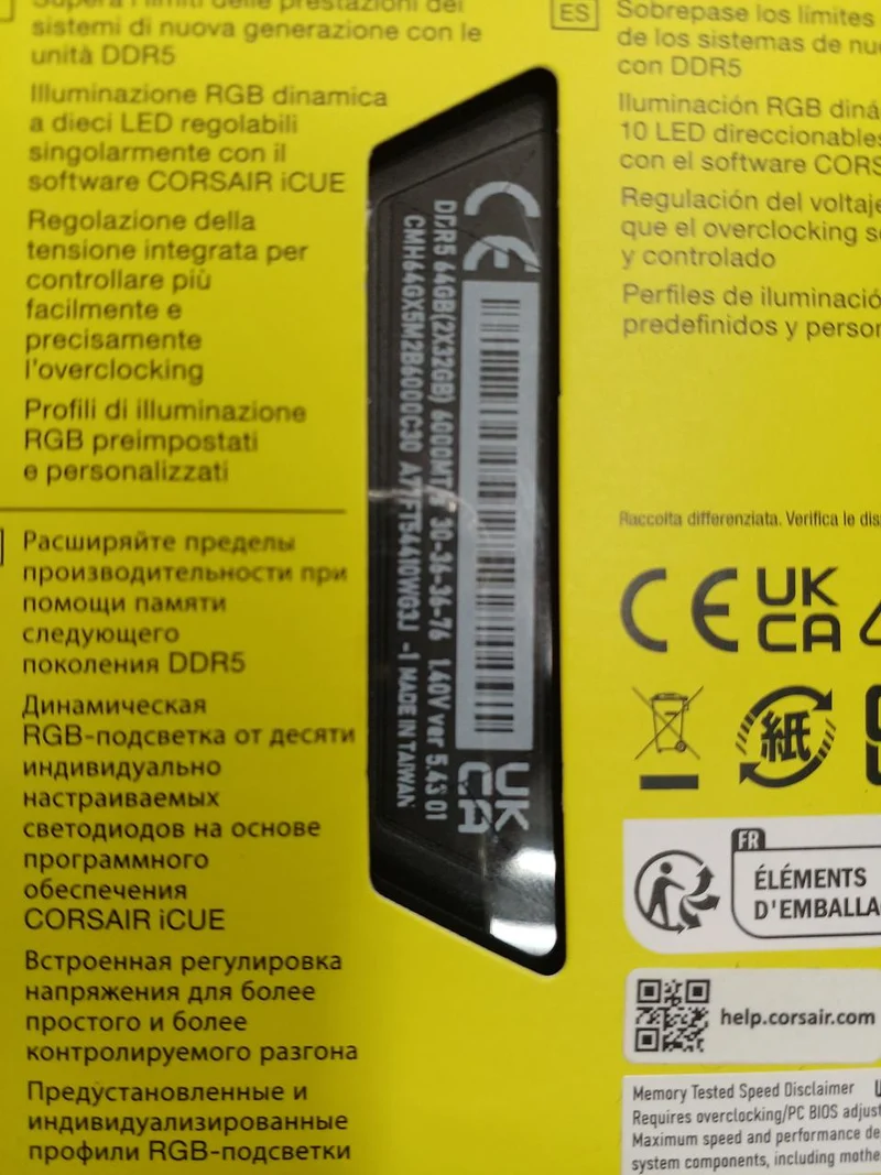 CORSAIR Unopened DDR5-6000MHz High-Speed ​​Memory CMH64GX5M2B6000C30