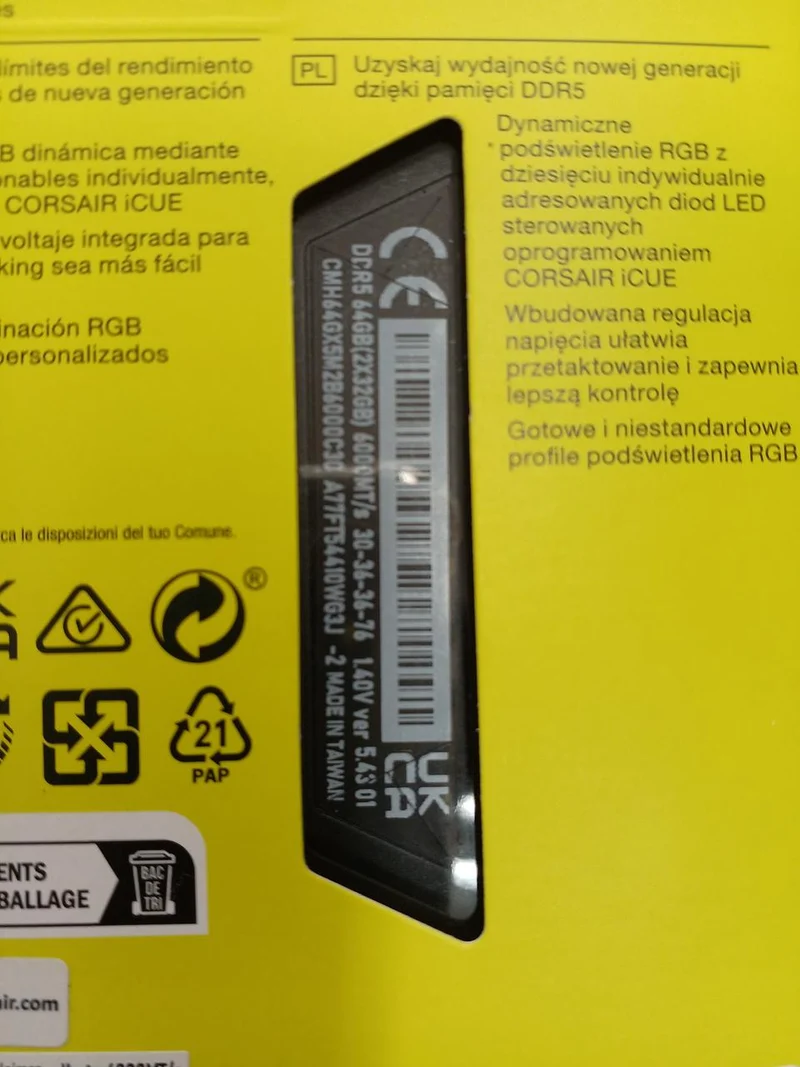 CORSAIR Unopened DDR5-6000MHz High-Speed ​​Memory CMH64GX5M2B6000C30