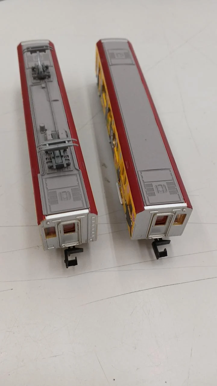 Coffret de 2 wagons jaunes Kumamon de la série 01 de TOMYTEC Model Train Kumamoto Electric Railway