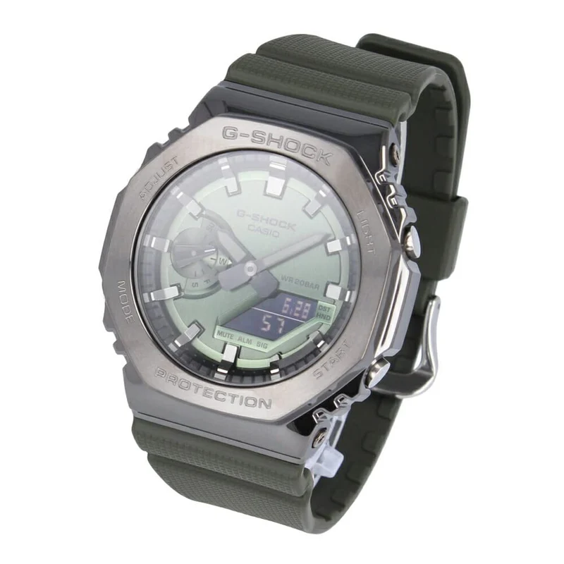 Montre analogique-numérique pour homme CASIO G-SHOCK série GM-2100, acier inoxydable, vert/gris anthracite, GM-2100B-3A [Importation parallèle]