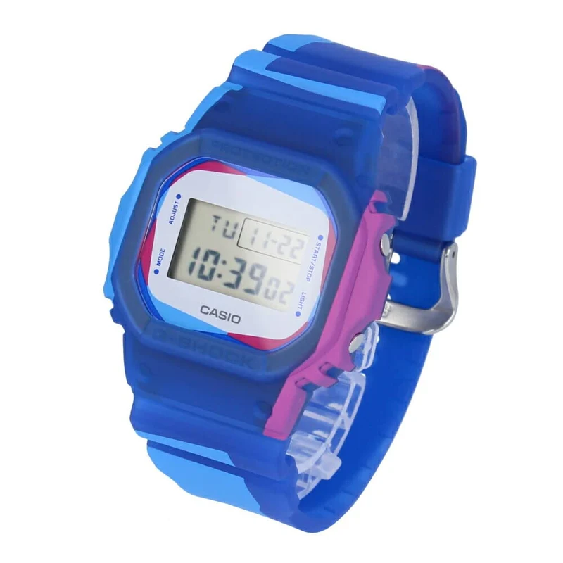 Montre CASIO G-SHOCK 5600, Homme, Lunette et bracelet interchangeables, Bracelet de rechange, Bleu, Violet, Blanc, Squelette, DWE-5600PR-2 [Importation parallèle]